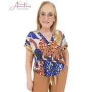 Z Batida Shirt 2418 KM vhals strik Amber Print Z Batida Shirt 2418 KM vhals strik Amber Print